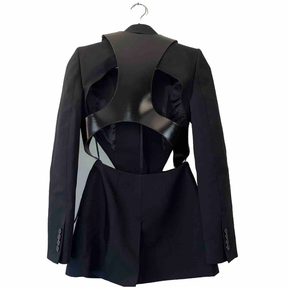 Alexander McQueen Black Blazer Leather Harness Cutout 2 Formal NWOT 🟡 - Picture 9 of 14